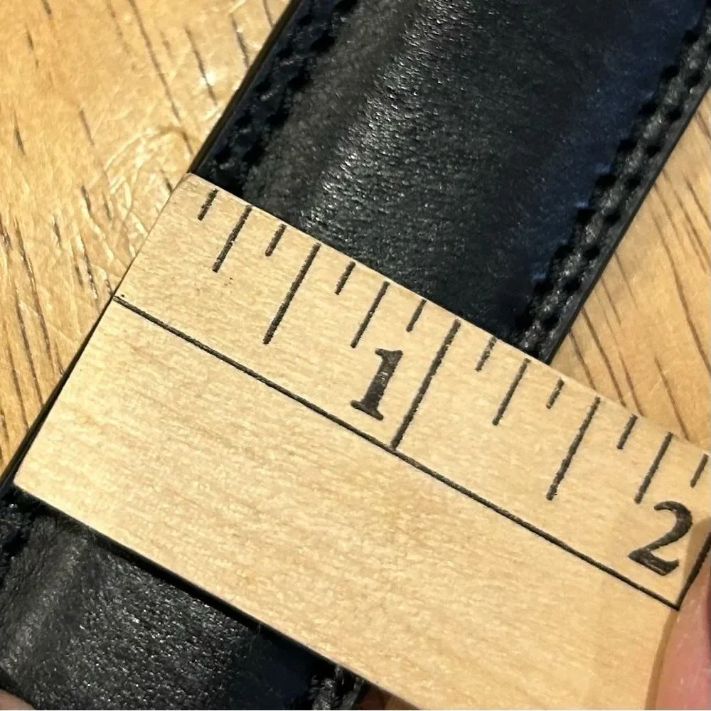 Genuine Black Leather Belt Silver Buckle 34